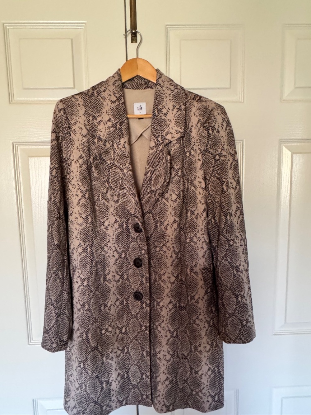 Cabi king cobra snake print topper coat jacket L